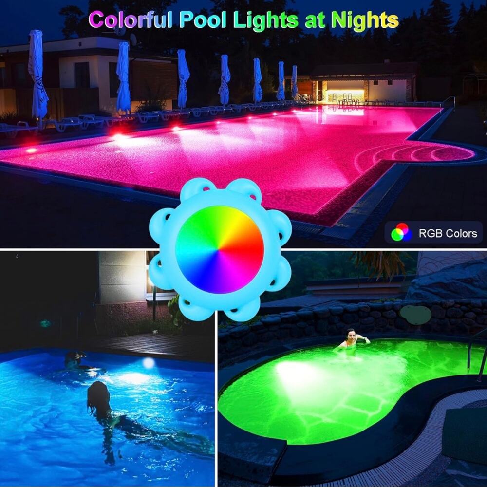 Professional LED Pool Lights, 2 Pack, Color Changing, Remote Control App Control - Picture 3 of 14